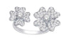 ESTATE 1.0CT DIAMOND 14KT WHITE GOLD ROUND DOUBLE FLOWER 4 LEAF CLOVER LOVE RING
