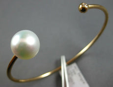 .03CT DIAMOND & AAA SOUTH SEA PEARL 14KT ROSE GOLD 3D SOLITAIRE BANGLE BRACELET