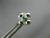ESTATE .20CT DIAMOND & AAA EMERALD 14KT WHITE GOLD FLOWER SQUARE STUD EARRINGS