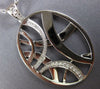 ESTATE LARGE .29CT DIAMOND 18KT WHITE GOLD 3D CRISS CROSS OVAL FUN PENDANT