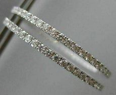 ESTATE LARGE 2.52CT DIAMOND 18K WHITE GOLD 3D DOUBLE SIDED HOOP HANGING EARRINGS