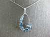 2.05CT DIAMOND & AAA BLUE TOPAZ 14K WHITE GOLD MULTI SHAPE TEAR DROP FUN PENDANT