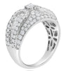 LARGE 2.37CT DIAMOND 18KT WHITE GOLD ROUND & BAGUETTE MULTI ROW ENGAGEMENT RING