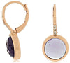 7.04CT DIAMOND & AAA AMETHYST 14KT ROSE GOLD 3D ROUND LEVERBACK HANGING EARRINGS