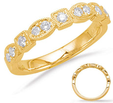 .29CT DIAMOND 14K YELLOW GOLD 3D ROUND MARQUISE SHAPE & HEXAGON ANNIVERSARY RING