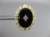 ANTIQUE VICTORIAN OLD MINE DIAMOND ONYX 14K Y GOLD FILIGREE COCKTAIL RING #20714