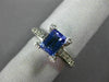 ESTATE LARGE 1.34CT DIAMOND & TANZANITE 14K WHITE GOLD 3D ENGAGEMENT ETOILE RING