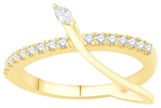.33CT DIAMOND 14KT YELLOW GOLD ROUND & MARQUISE SOLITAIRE CRISS CROSS LOVE RING