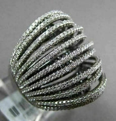 ESTATE MASSIVE 2.60CTW BLACK & WHITE DIAMOND 18KT WHITE GOLD MULTI ROW FUN RING