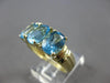 ESTATE LARGE 5.20CT AAA BLUE TOPAZ 14KT YELLOW GOLD 3D 3 STONE LOVE RING #27981