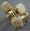 LARGE 1.44CT DIAMOND 14KT YELLOW GOLD 3D CLUSTER SQUARE FLEXIBLE SNAKE FUN RING