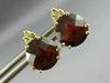 ESTATE 4.08CT DIAMOND & AAA GARNET 14KT YELLOW GOLD CLUSTER STUD EARRINGS #20871