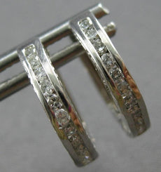 .35CT DIAMOND 18K WHITE GOLD ROUND FILIGREE SQUARE FLORAL HUGGIE EARRINGS #28013