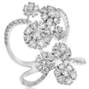 ESTATE LARGE 2.20CT DIAMOND 18KT WHITE GOLD 3D MULTI FLOWER LOVE RING