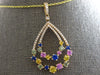 LARGE 2.14CT DIAMOND & AAA MULTI COLOR SAPPHIRE 18KT ROSE GOLD TEAR DROP PENDANT