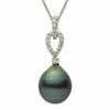 ESTATE LARGE AAA TAHITIAN PEARL 14KT WHITE GOLD 3D TEAR DROP PEAR SHAPE PENDANT