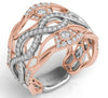 LARGE .77CT DIAMOND 14K WHITE & ROSE GOLD TRIANGULAR INFINITY OPEN FILIGREE RING