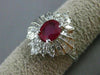 ESTATE LARGE 2.37CT DIAMOND & RUBY 18KT WHITE GOLD FLOWER ENGAGEMENT RING #25401