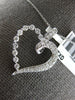 ESTATE .50CT DIAMOND 14KT WHITE GOLD 3D CLASSIC OPEN HEART LOVE FLOATING PENDANT