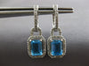 2.38 DIAMOND & AAA BLUE TOPAZ 14K WHITE GOLD EMERALD CUT & ROUND EARRINGS #28159
