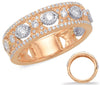 WIDE .54CT DIAMOND 14KT WHITE & ROSE GOLD XO FILIGREE MILGRAIN ANNIVERSARY RING