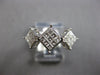 LARGE .75CT DIAMOND 14K WHITE GOLD PRINCESS GEOMETRICAL PAST PRESENT FUTURE RING