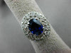ESTATE LARGE 3.74CT DIAMOND & SAPPHIRE 14K WHITE GOLD HALO ENGAGEMENT RING 21528