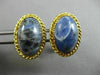 ANTIQUE EXTRA LARGE AAA SODALITE 14K YELLOW GOLD 3D SOLITAIRE OVAL ROPE CUFFLINK