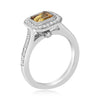 1.51CT DIAMOND & AAA CITRINE 18KT WHITE GOLD EMERALD CUT & ROUND BEZEL HALO RING