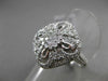 ANTIQUE LARGE 1.07CT DIAMOND 18KT WHITE GOLD SQUARE FILIGREE FLORAL CLUSTER RING