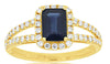 1.5CT DIAMOND & AAA SAPPHIRE 14K YELLOW GOLD EMERALD CUT & ROUND ENGAGEMENT RING