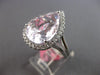 EXTRA LARGE 11.05CT DIAMOND & AAA KUNZITE 18K WHITE GOLD PEAR SHAPE & ROUND RING