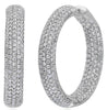 2.99CT DIAMOND 18KT WHITE GOLD 3D CLASSIC MULTI ROW INSIDE OUT HANGING EARRINGS