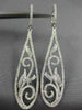 LONG 1.47CT DIAMOND 18KT WHITE GOLD FILIGREE FLOWER LEVER BACK HANGING EARRINGS