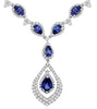 LARGE 13.5CT DIAMOND & AAA TANZANITE 14KT WHITE GOLD PEAR SHAPE LARIAT NECKLACE