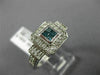 ESTATE .45CT WHITE & BLUE ROUND & PRINCESS DIAMOND 14K WHITE GOLD 3D SQUARE RING