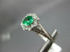 .96CT DIAMOND & AAA COLUMBIAN EMERALD 14K WHITE GOLD FLOWER HALO ENGAGEMENT RING
