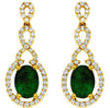 1.82CT DIAMOND & EMERALD 14KT YELLOW GOLD OVAL & ROUND INFINITY HANGING EARRINGS
