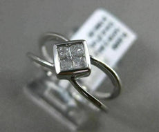 ESTATE WIDE .27CT PRINCESS CUT DIAMOND 14K WHITE GOLD 3D 4 STONE FRIENDSHIP RING