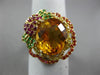 ESTATE EXTRA LARGE 7.62CT AAA MULTI GEM 18K YELLOW GOLD 3D FLOWER BUTTERFLY RING