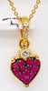 .27CT DIAMOND & AAA RUBY 14K YELLOW GOLD 3D CLASSIC HEART SHAPE FLOATING PENDANT