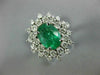 LARGE 2.98CT DIAMOND & AAA EMERALD 14KT WHITE GOLD 3D OVAL HALO ENGAGEMENT RING