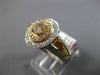 WIDE 1.33CT WHITE PINK & FANCY YELLOW DIAMOND 18KT 2 TONE GOLD ENGAGEMENT RING