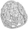 LARGE 6.23CT DIAMOND 18KT WHITE GOLD PAVE MULTI PEAR SHAPE CLUSTER COCKTAIL RING