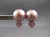 .37CT DIAMOND & AAA PINK SAPPHIRE & PINK SOUTH SEA PEARL 14K WHITE GOLD EARRINGS