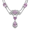 EXTRA LARGE 146.04CT DIAMOND & AAA KUNZITE 18KT WHITE GOLD 3D FILIGREE NECKLACE