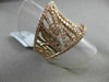 ANTIQUE LARGE 1.56CT ROUND & BAGUETTE DIAMOND 14KT ROSE GOLD 3D LEAF FUN RING