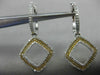 ESTATE .75CT WHITE & FANCY YELLOW DIAMOND 14K GOLD SQUARE HANGING EARRINGS