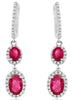 1.82CT DIAMOND & AAA RUBY 14KT WHITE GOLD 3D OVAL & ROUND DOUBLE FLOWER EARRINGS