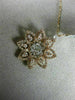 ESTATE LARGE 1.13CT DIAMOND 14KT ROSE GOLD 3D CLUSTER FLOWER SUNBURST PENDANT